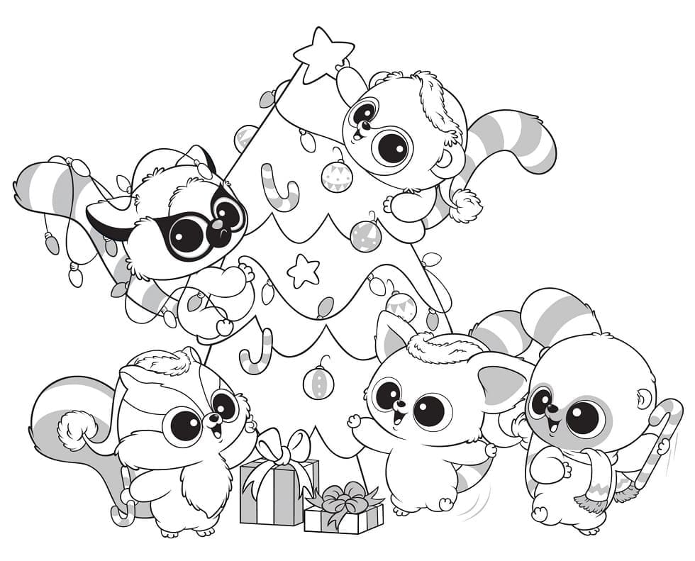 유후와 친구들의 크리스마스 coloring page
