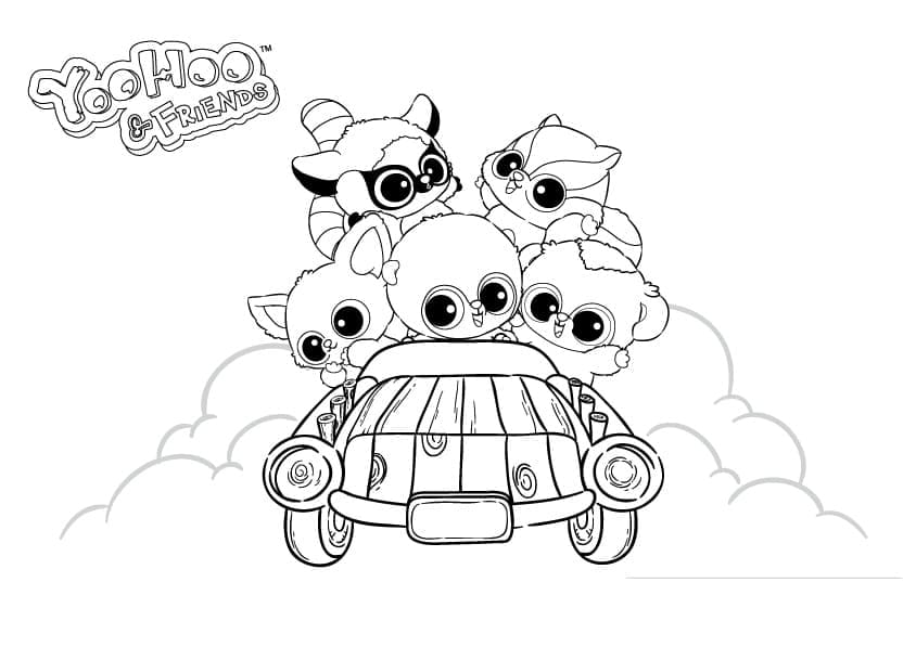 유후와 친구들의 운전 coloring page