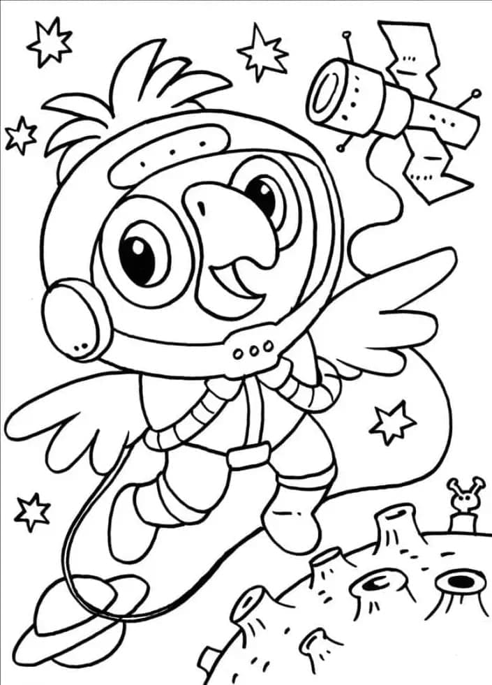 앵무새 우주비행사 coloring page