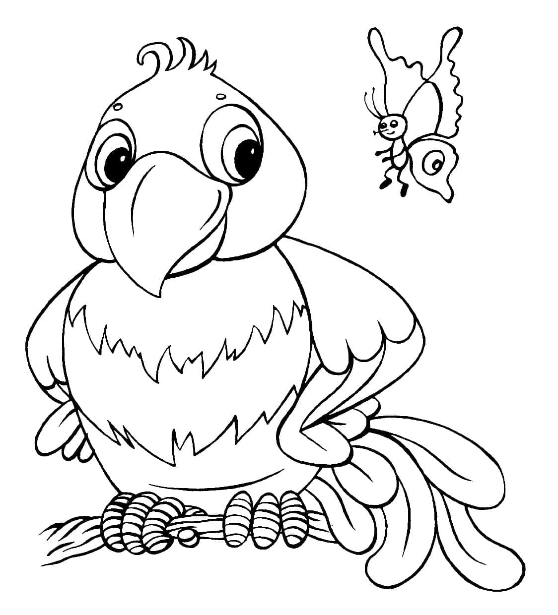 앵무새와 나비 coloring page