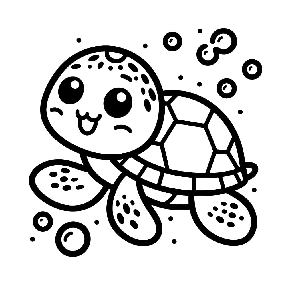 아이들을 위한 귀여운 거북이 coloring page