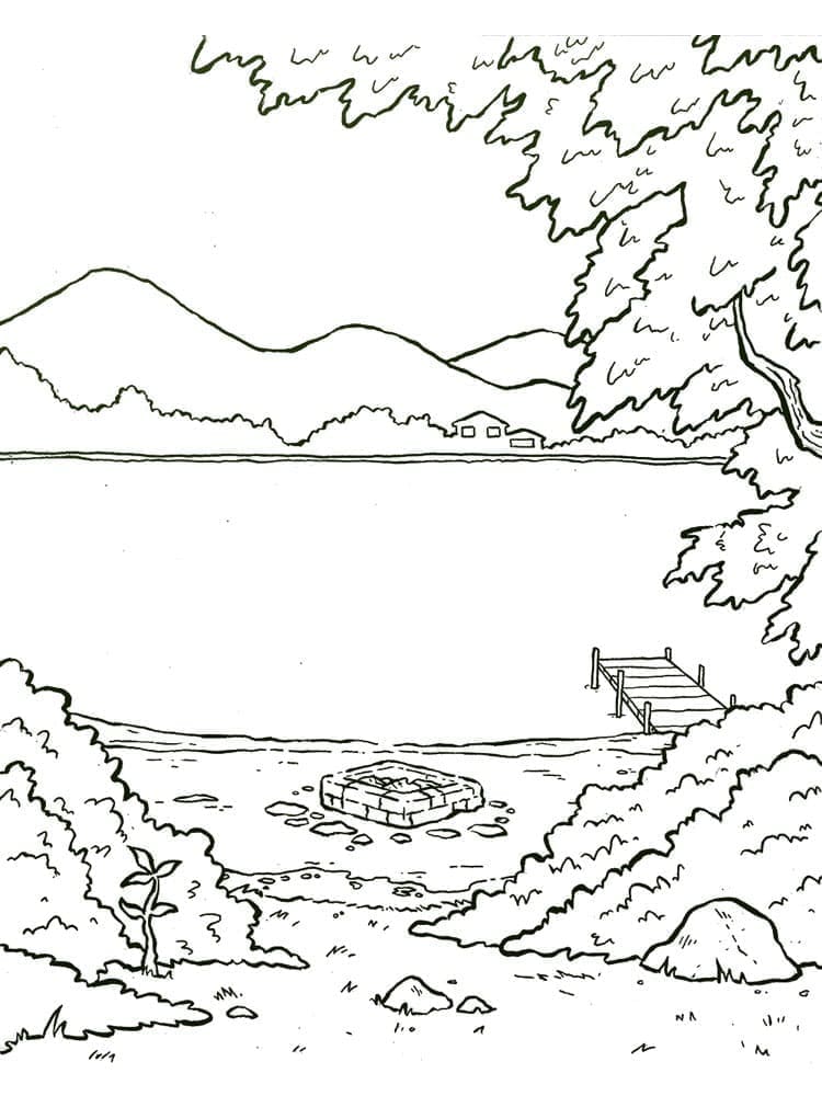 아름다운 호수 풍경 coloring page