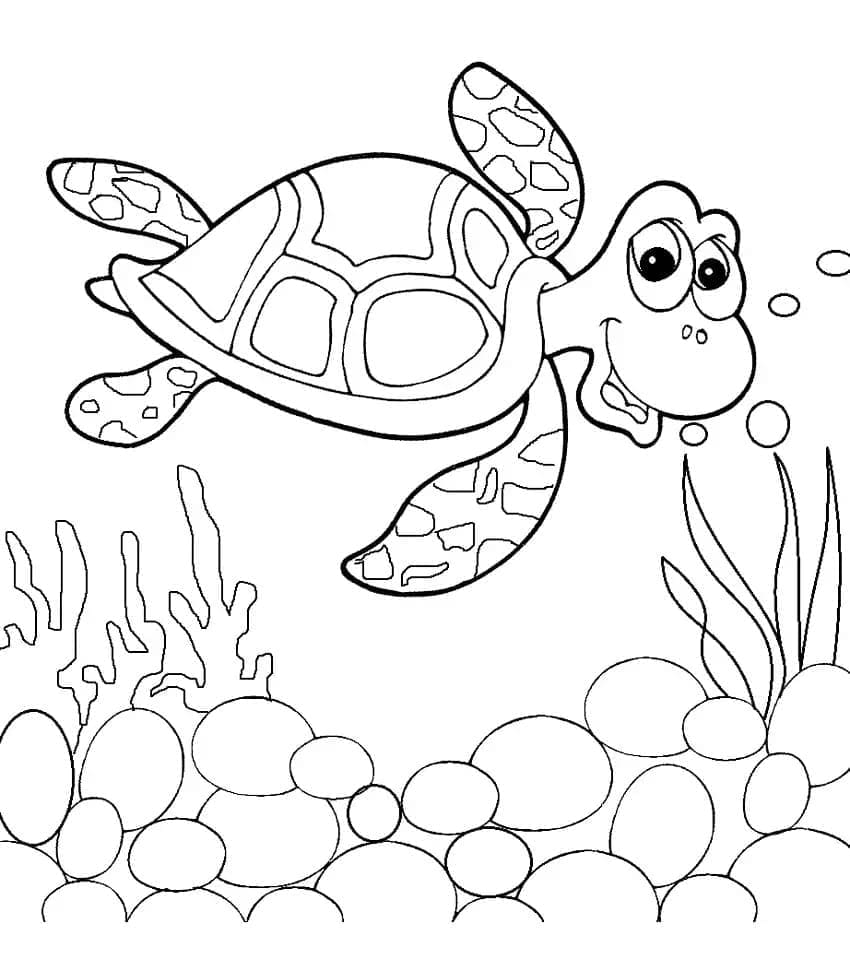 바다 속의 거북이 coloring page