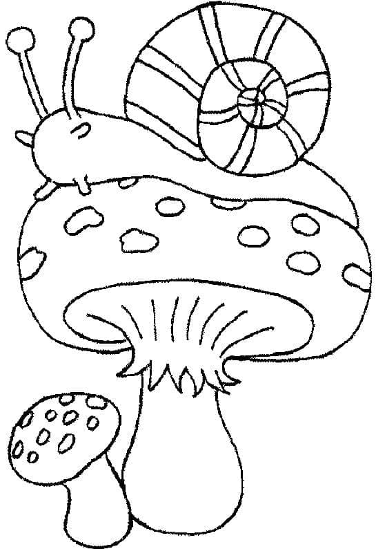 버섯과 달팽이 인쇄 가능 coloring page