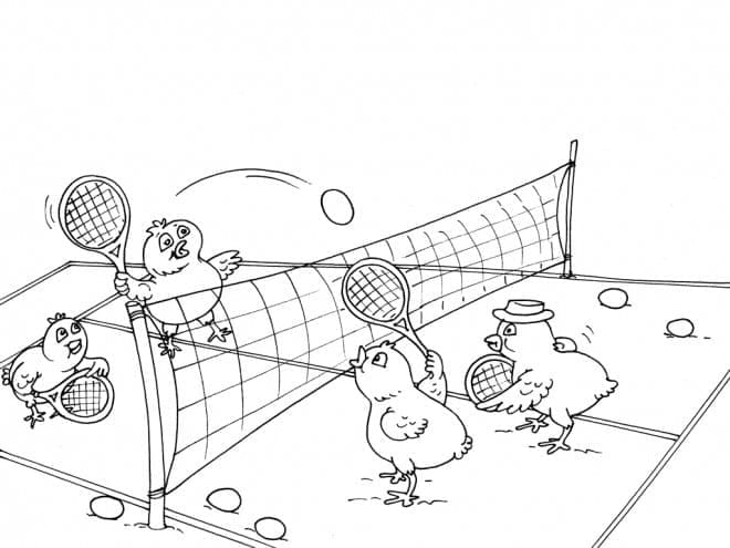 병아리들이 테니스를 치고 있어요 coloring page
