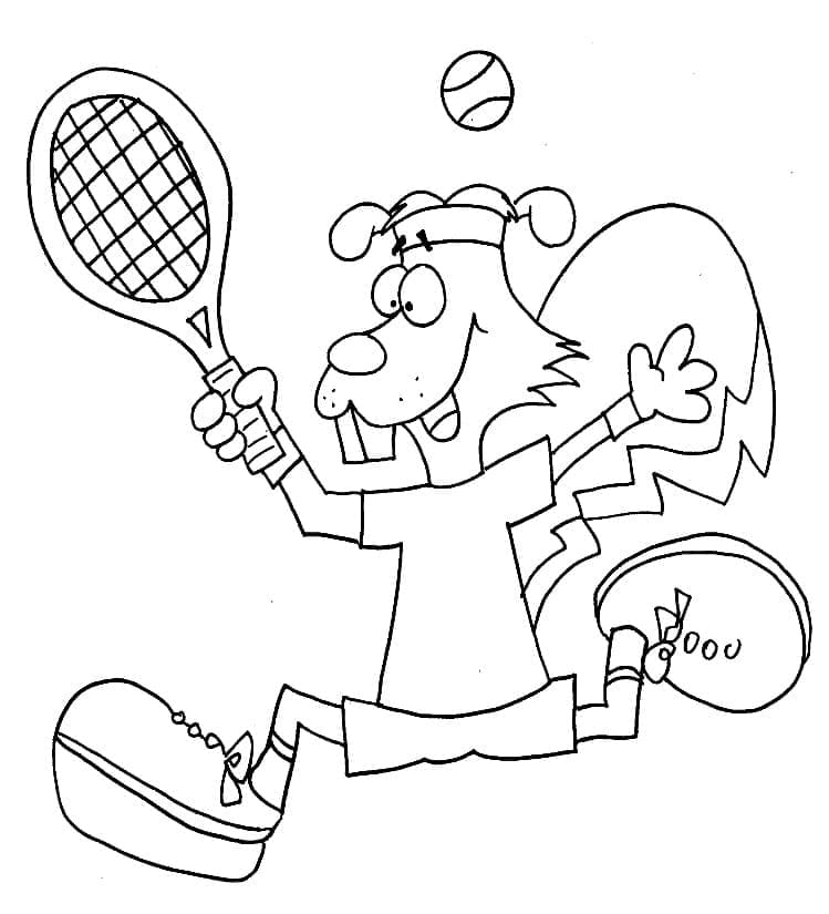 다람쥐가 테니스를 친다 coloring page