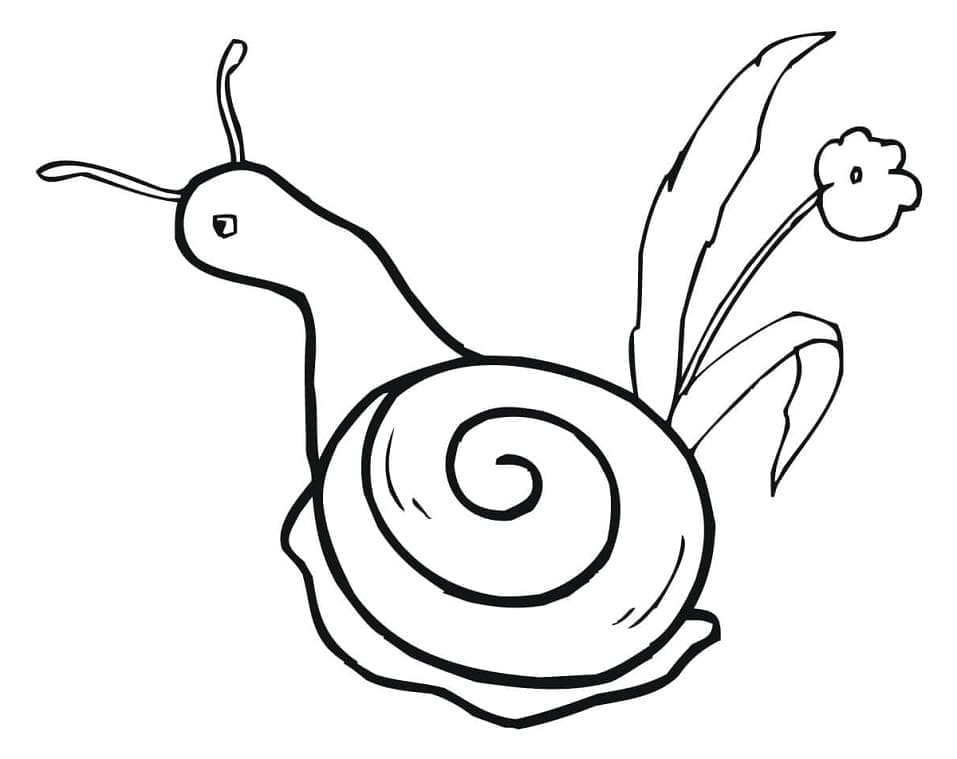 달팽이와 꽃 coloring page