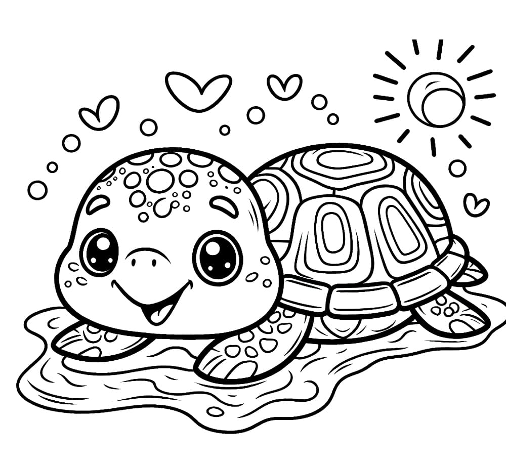 어린이를 위한 귀여운 거북이 무료 coloring page