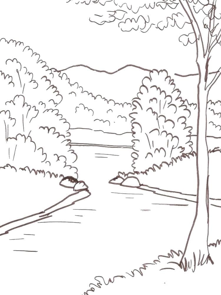 강 풍경 coloring page