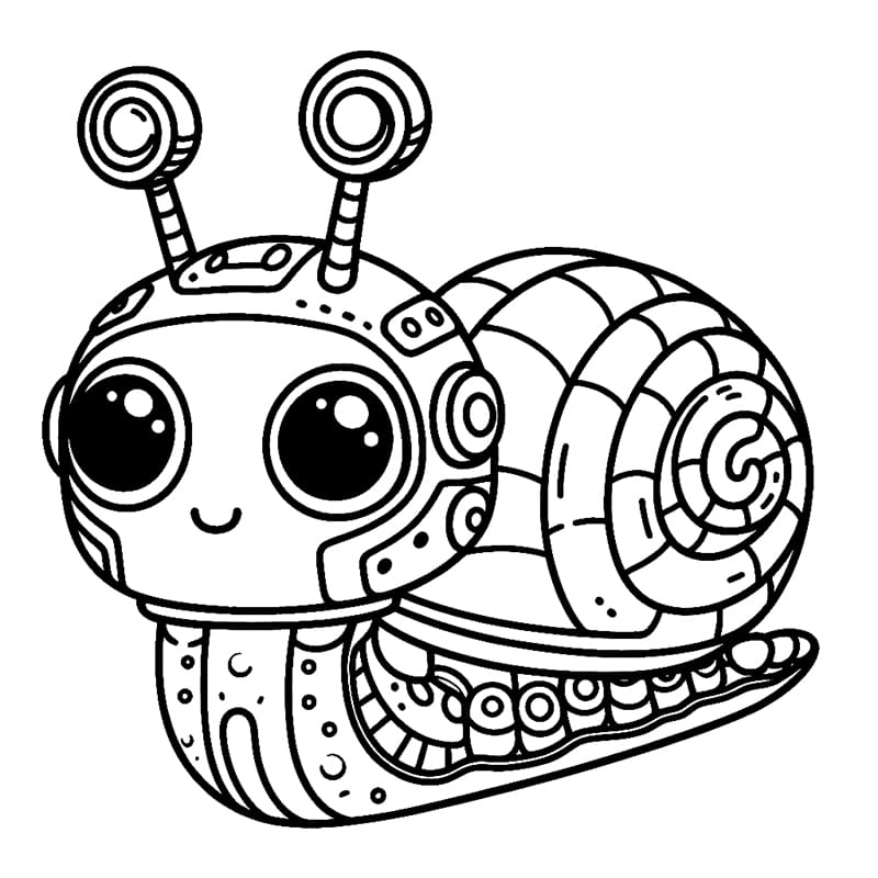 귀여운 로봇 달팽이 coloring page