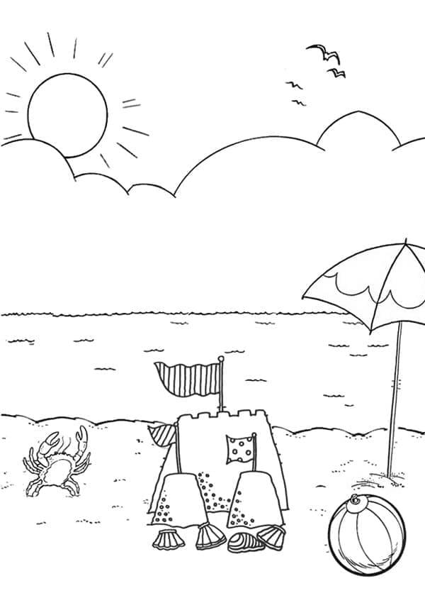해변 풍경을 무료로 인쇄할 수 있습니다 coloring page