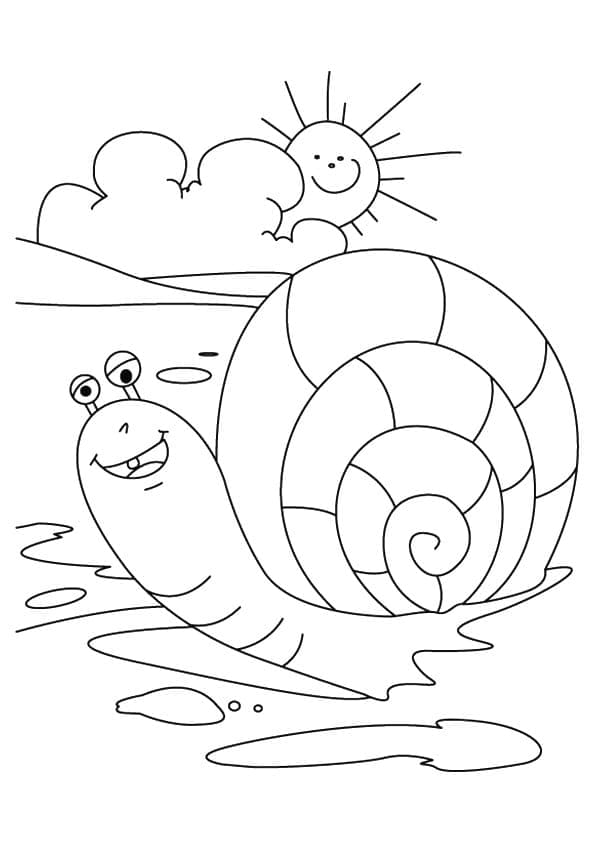 행복한 달팽이와 태양 coloring page