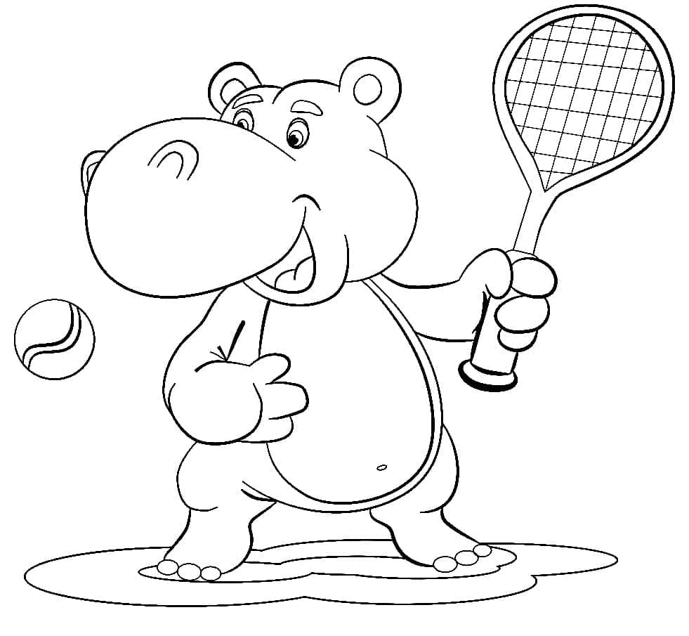 하마는 테니스를 친다 coloring page