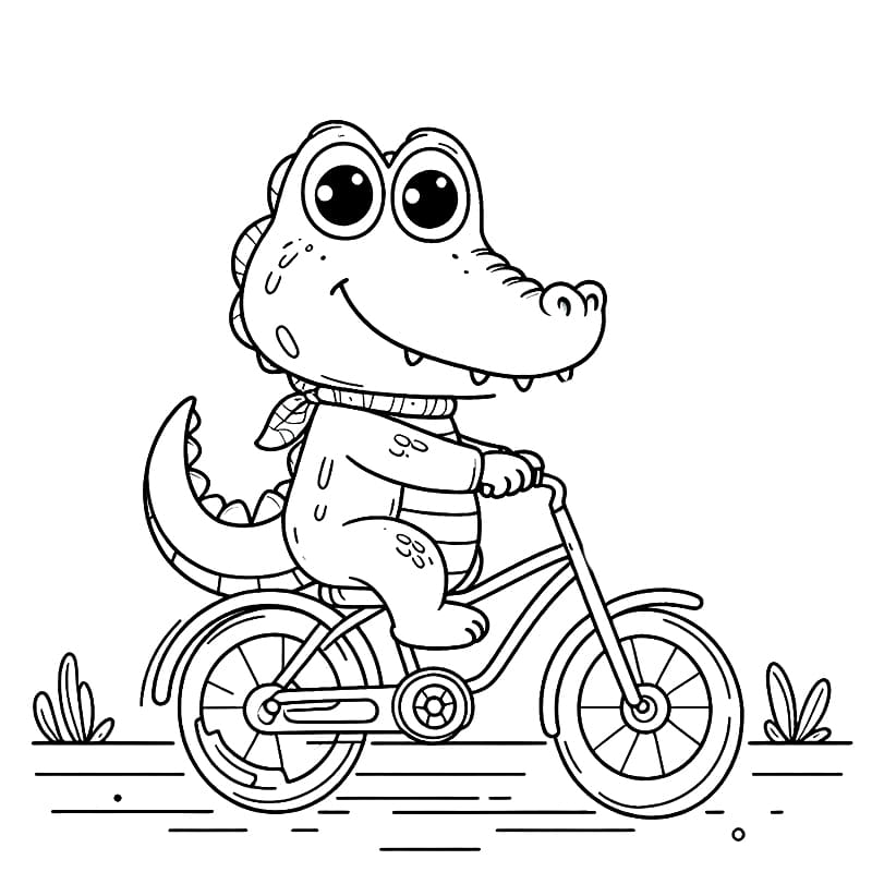 자전거를 타는 악어 coloring page