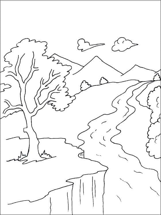 자연 하천 풍경 coloring page