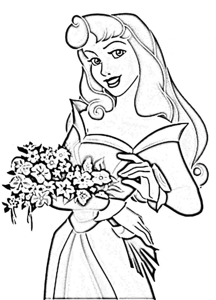 꽃과 함께하는 오로라 coloring page