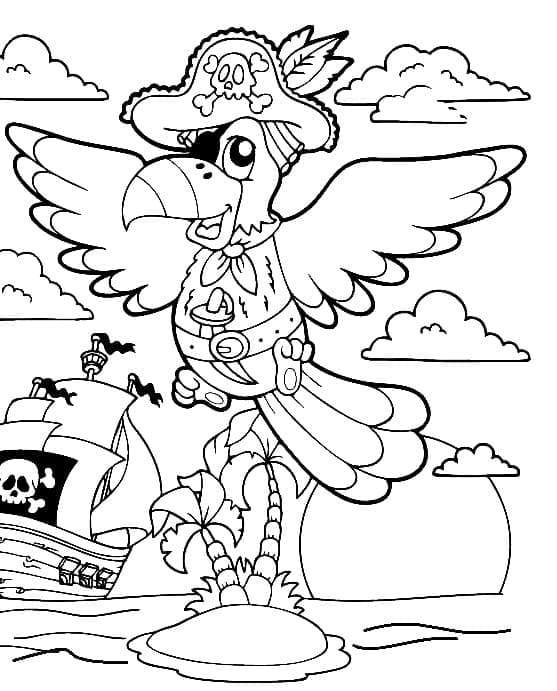 만화 해적 앵무새 coloring page