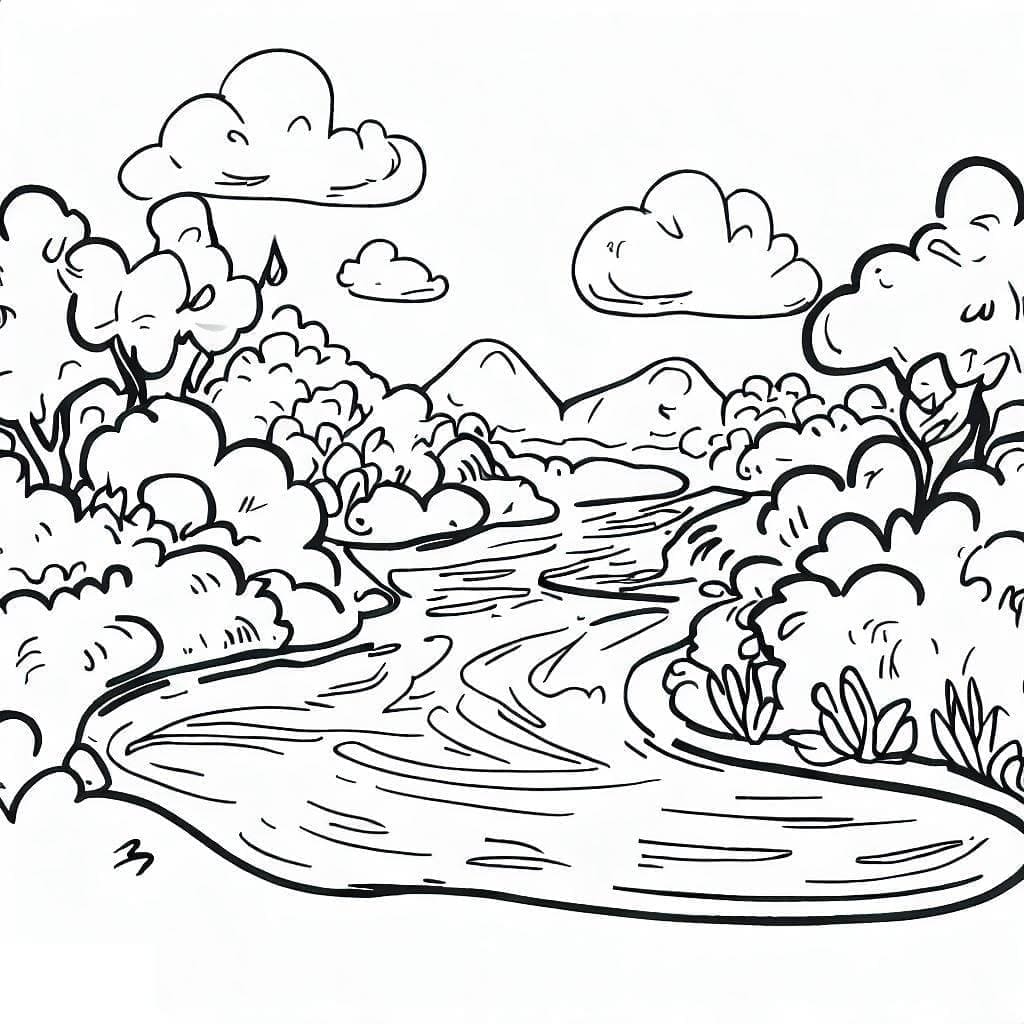멋진 강 풍경 coloring page
