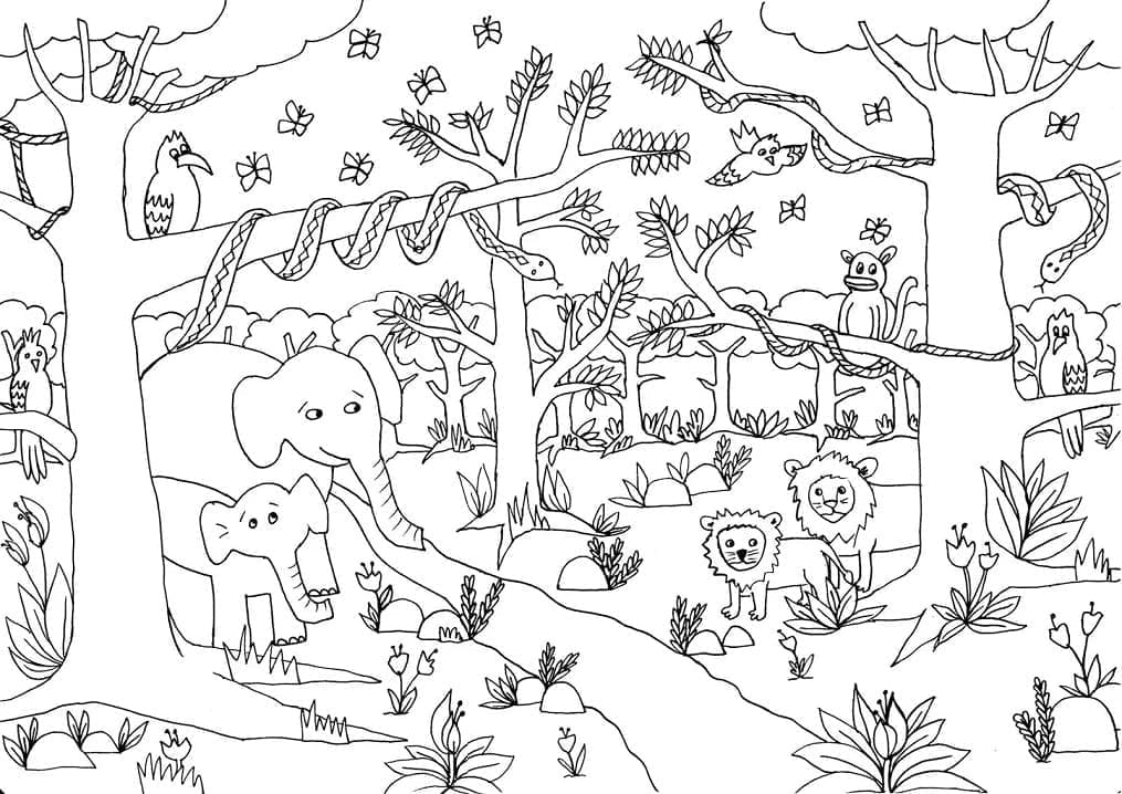멋진 정글 coloring page