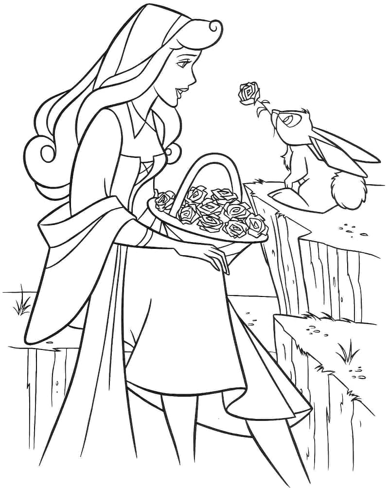 오로라와 토끼 coloring page