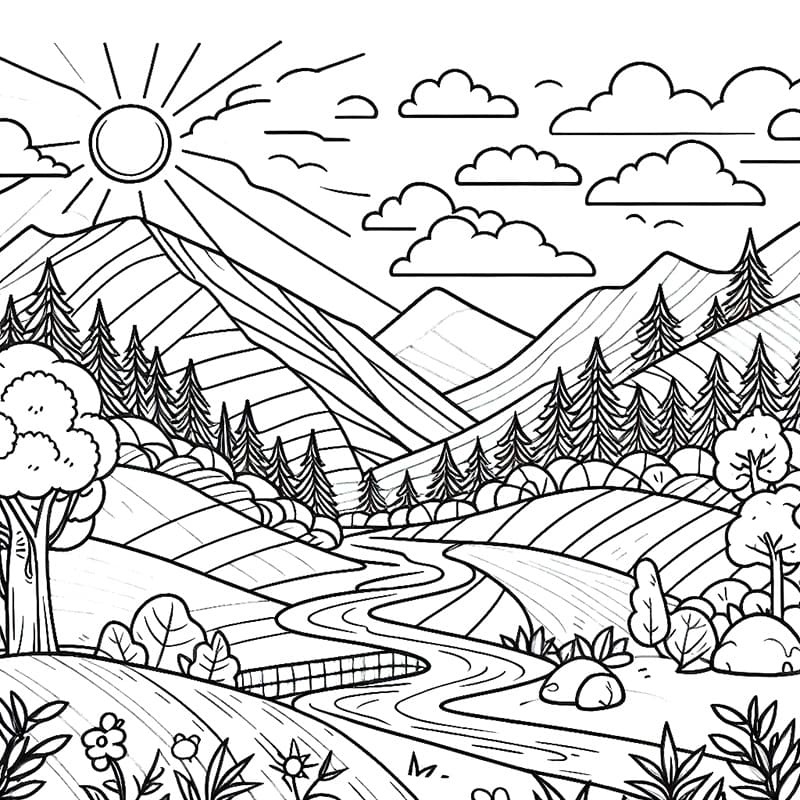 풍경 무료 인쇄 가능 coloring page