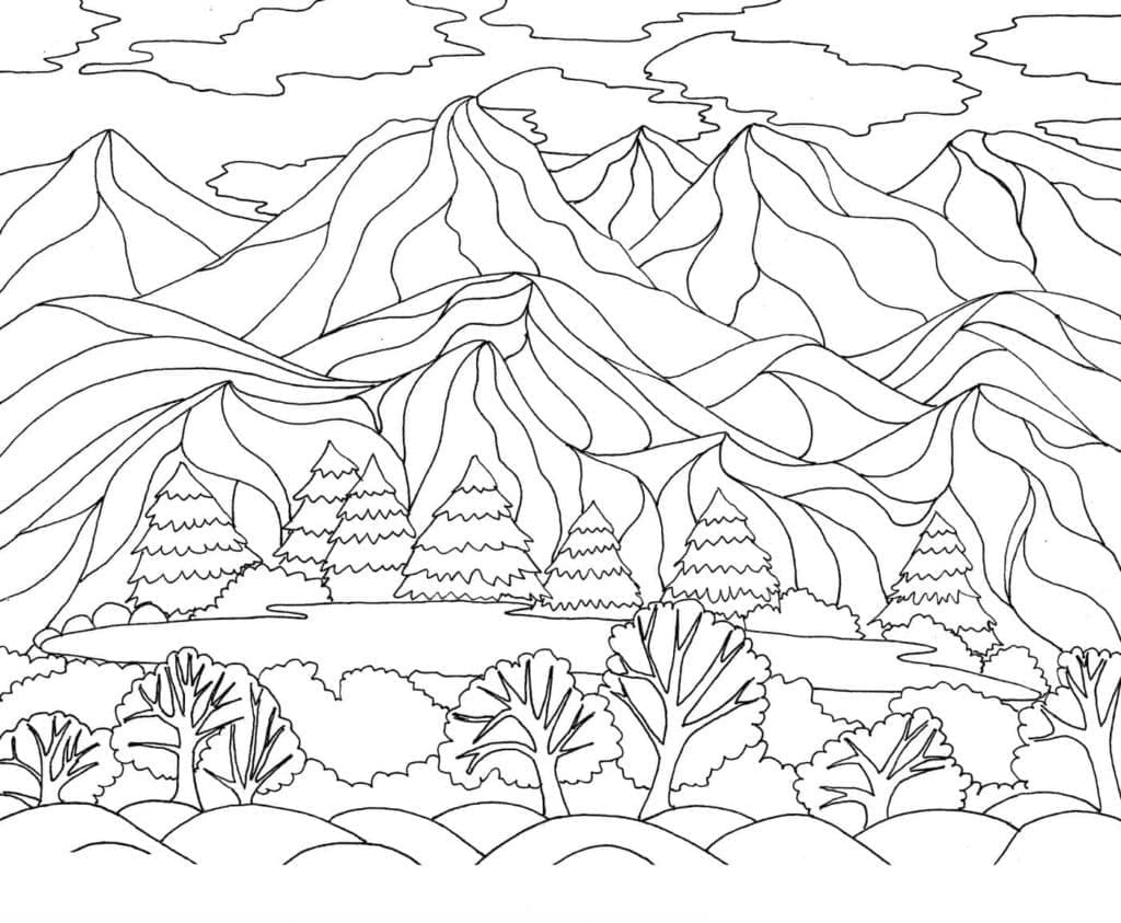 산이 있는 놀라운 풍경 coloring page