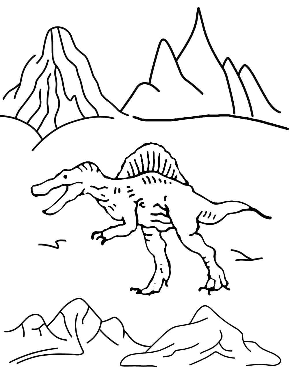스피노사우루스와 산 coloring page
