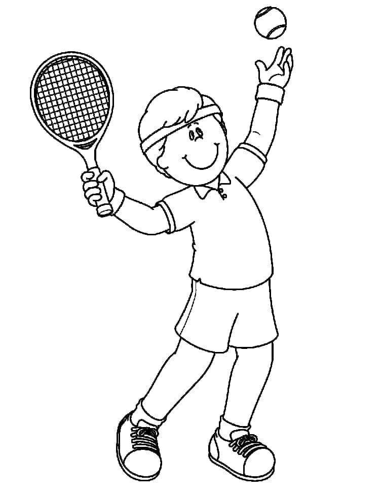 소년이 테니스를 치고 있다 이미지 coloring page