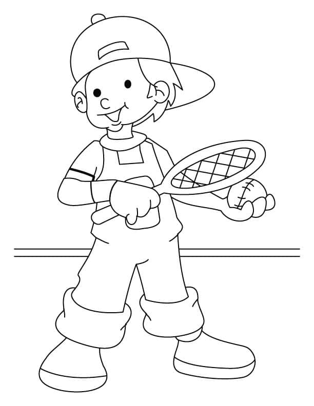 소년이 테니스를 치고 있다 coloring page