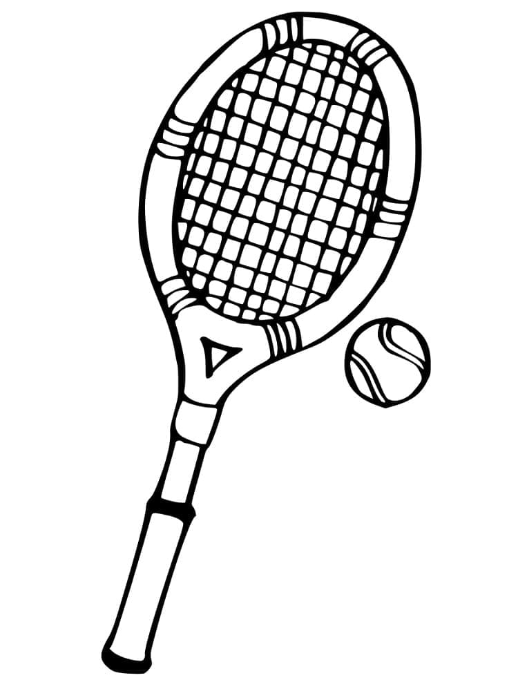 테니스 라켓과 공 coloring page