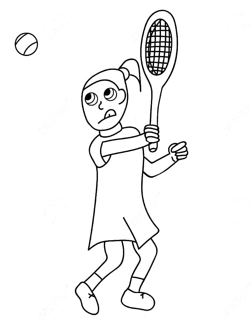 테니스를 치는 소녀 coloring page