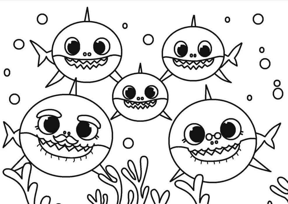 아기 상어 가족 coloring page