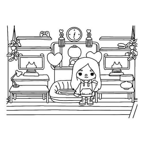 아이들을 위한 토카 보카 프린트 가능 그림 그리기 coloring page