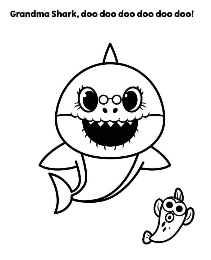 베이비 샤크의 할머니 상어 coloring page