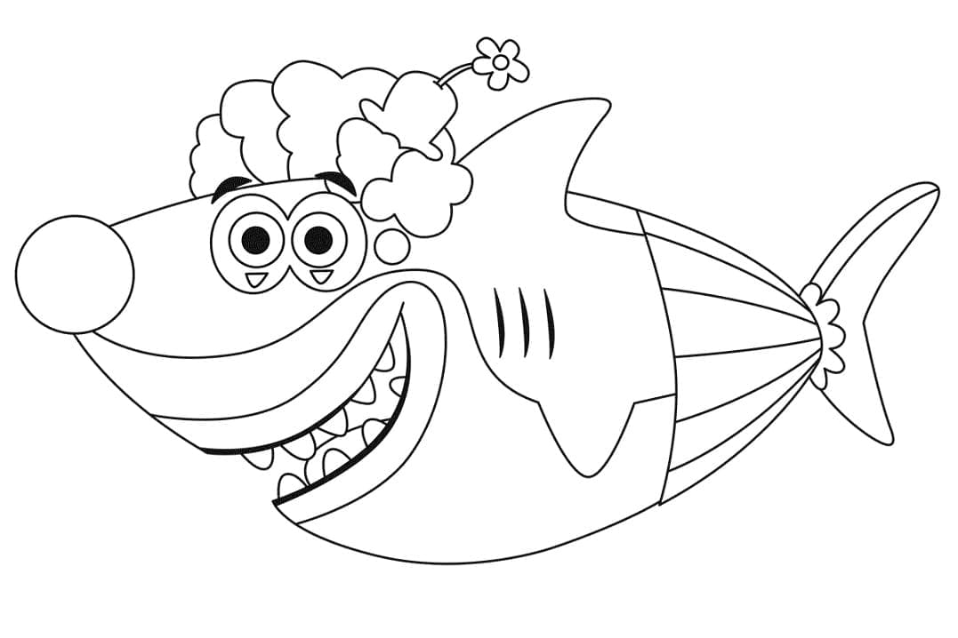 베이비 샤크의 클라운 샤크 coloring page