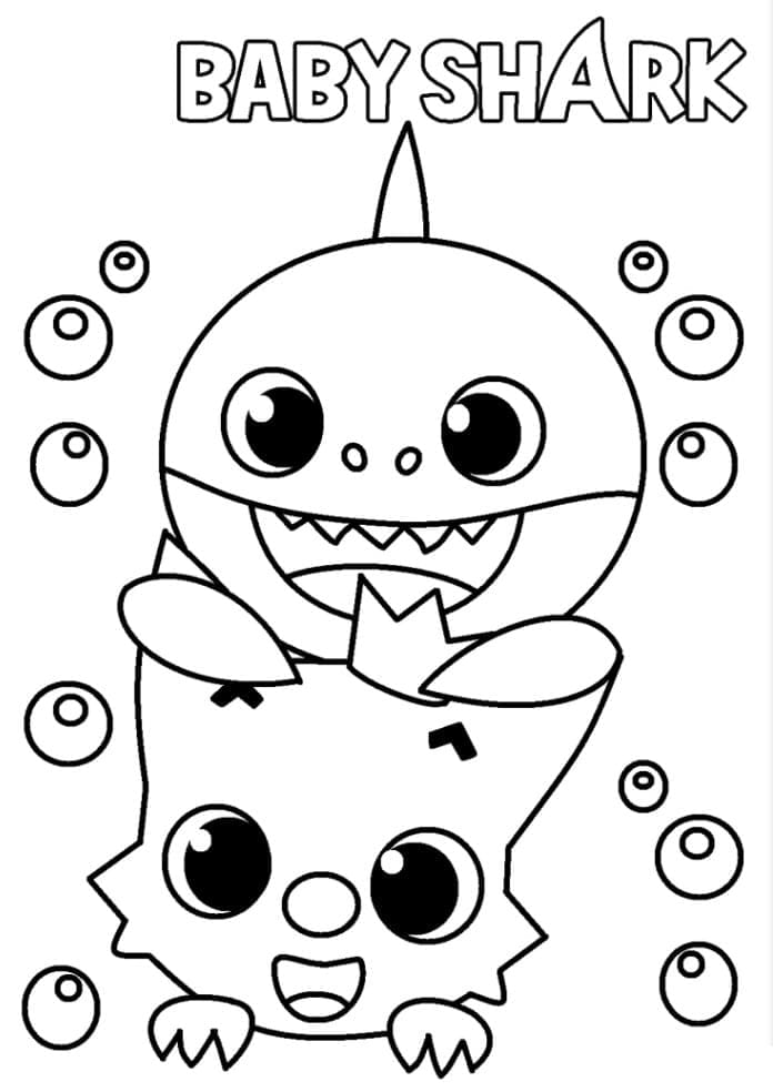 베이비샤크와 핑크퐁 coloring page