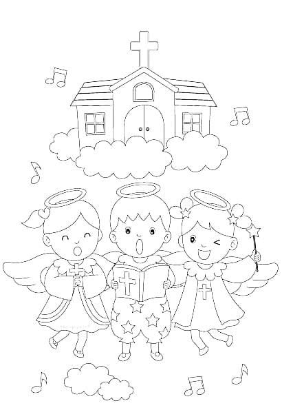 천사가 성경을 읽고 있어요 coloring page