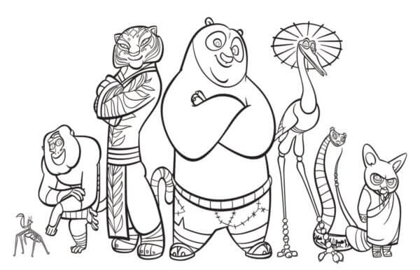 최고의 쿵푸 마스터의 완전한 명단 coloring page