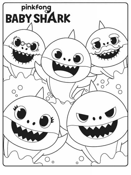 어린이를 위한 베이비 샤크 coloring page