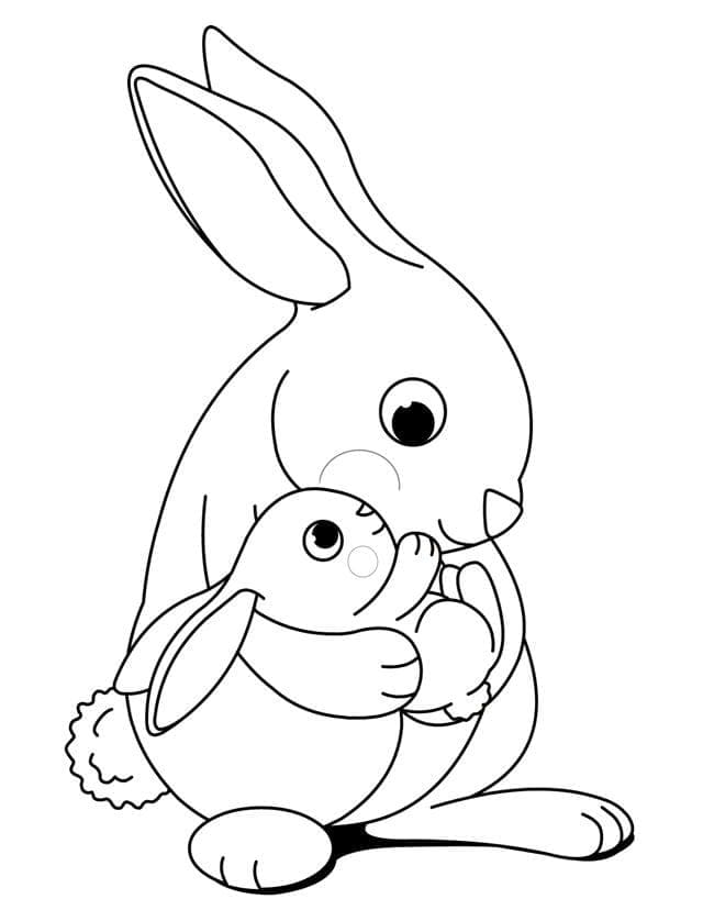 엄마와 아기 토끼 coloring page