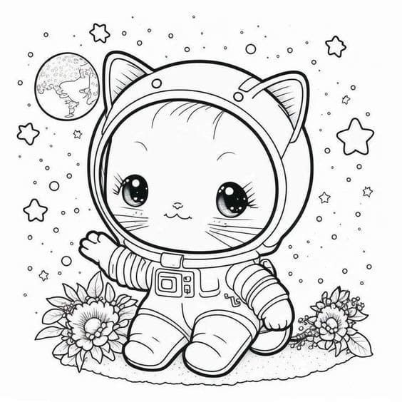 고양이 귀여운 캐릭터 coloring page