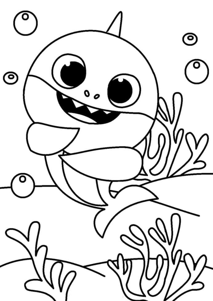 귀여운 아기 상어 무료 coloring page