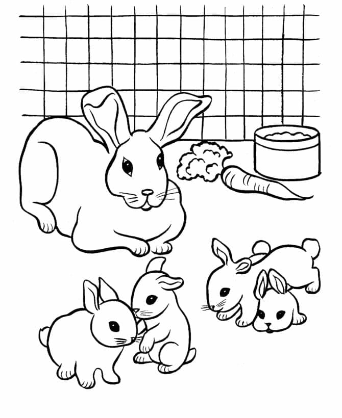 귀여운 토끼 가족 coloring page