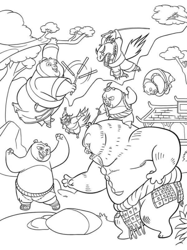 한 번의 싸움에서 쿵푸 마스터 coloring page