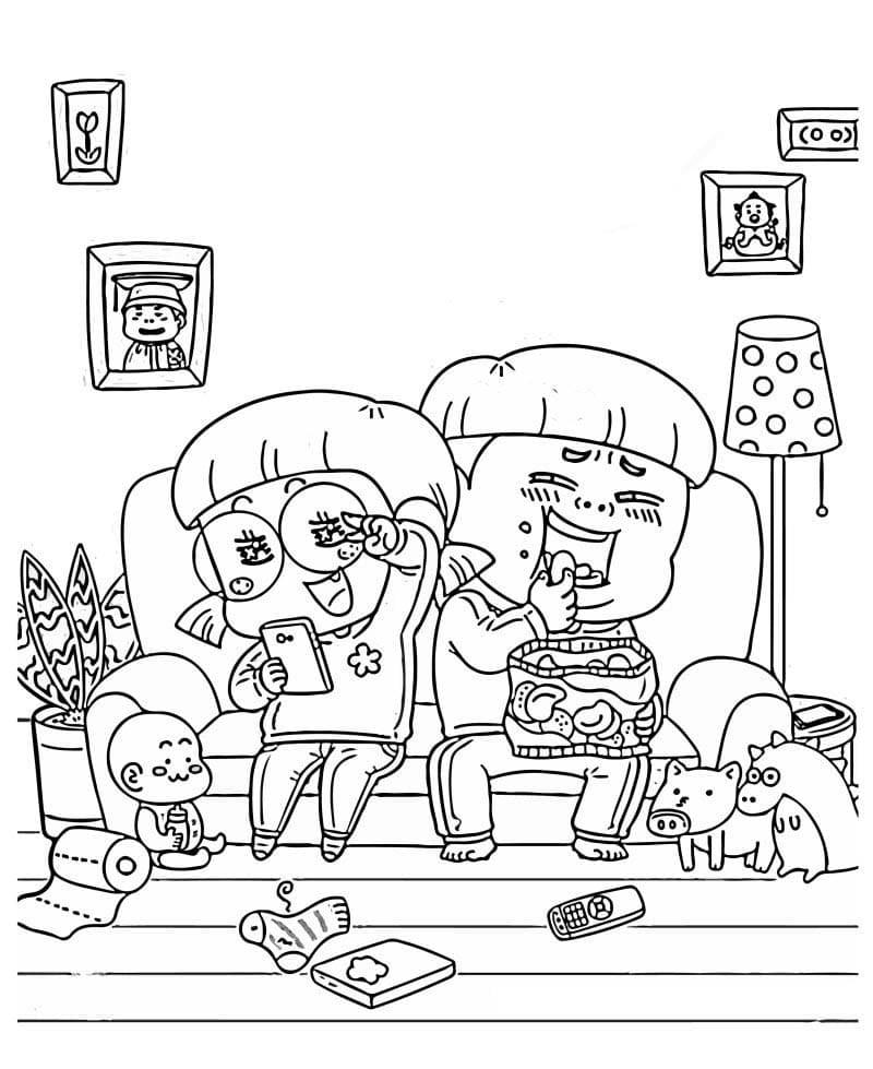 흔한남매 기본 쉬움 coloring page