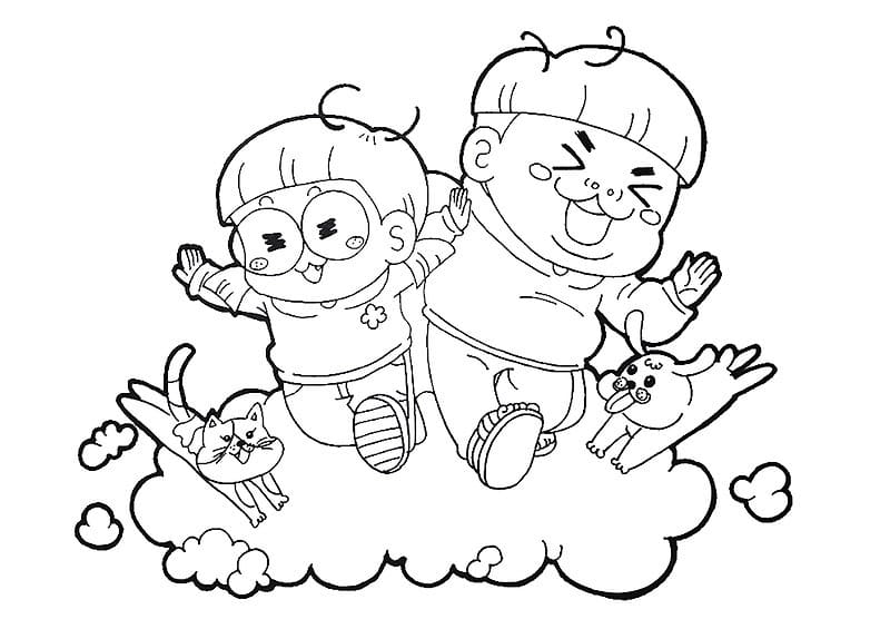 흔한남매 무료로 인쇄 가능 coloring page