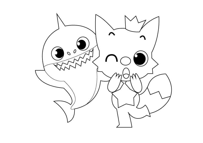 인쇄 가능한 핑크퐁과 아기 상어 coloring page