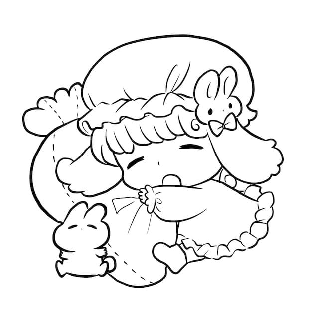 자고 있는 어린 소녀는 매우 귀엽다 coloring page