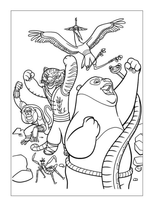 좋은 포와 친구들 coloring page