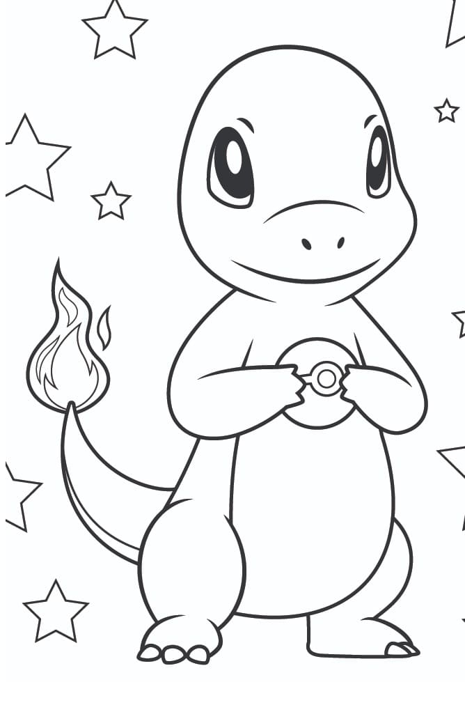 카와이 샤르맨더 coloring page